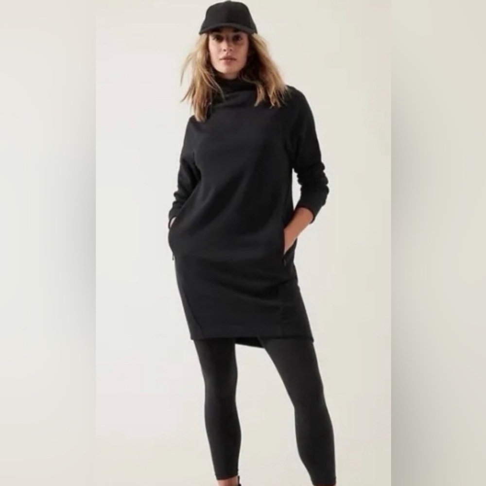 Athleta Cozy Karma Sweatshirt Dress – Black | Women’s Medium